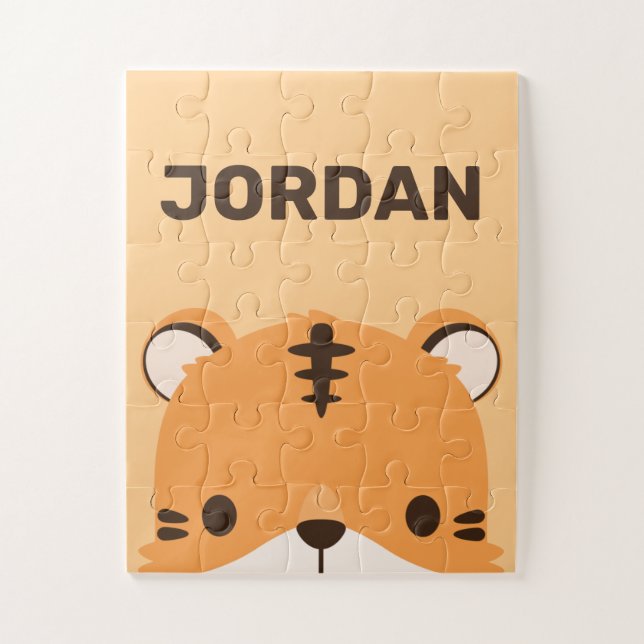 Cute Tiger with Personalised Name Jigsaw Puzzle (Vertical)