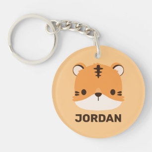 Cute Tiger with Personalised Name Key Ring