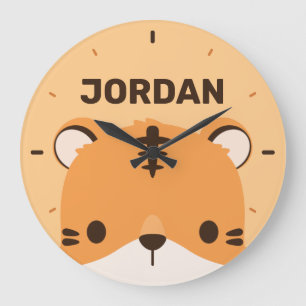 Cute Tiger with Personalised Name Large Clock