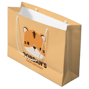 Cute Tiger with Personalised Name Large Gift Bag