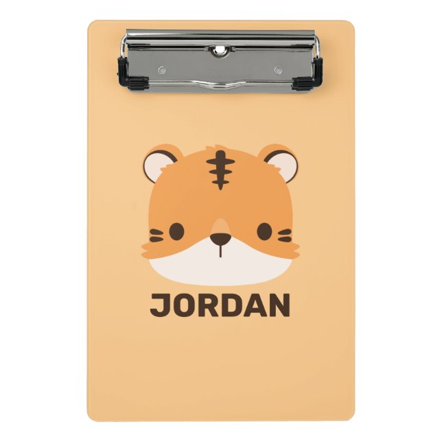Cute Tiger with Personalised Name Mini Clipboard (Front)