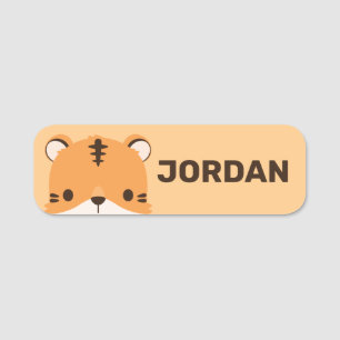 Cute Tiger with Personalised Name Name Tag