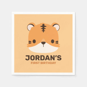 Cute Tiger with Personalised Name Napkin