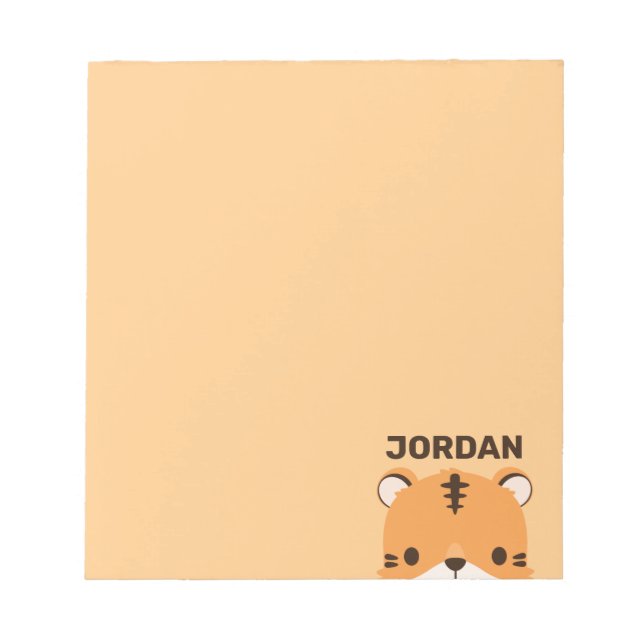 Cute Tiger with Personalised Name Notepad (Front)