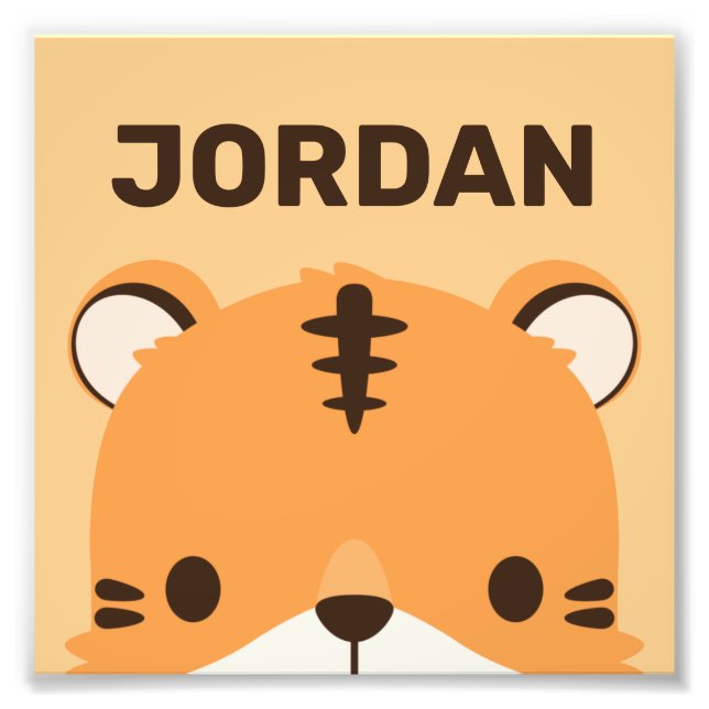 Cute Tiger with Personalised Name Photo Print (Front)