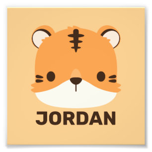 Cute Tiger with Personalised Name Photo Print