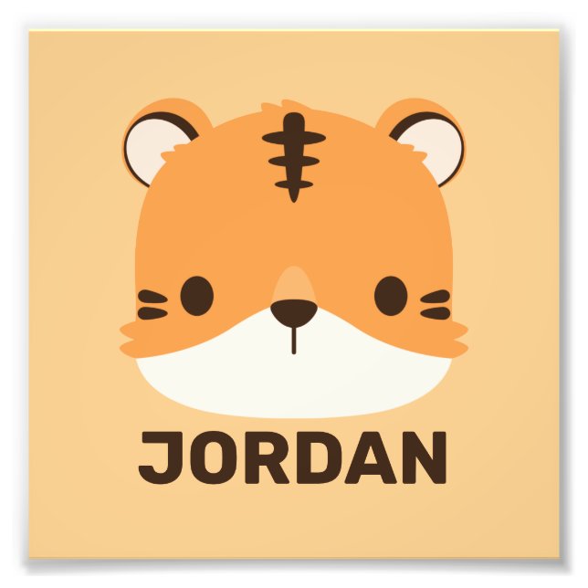Cute Tiger with Personalised Name  Photo Print (Front)