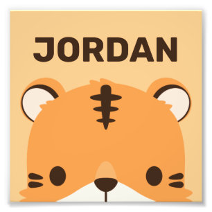 Cute Tiger with Personalised Name Photo Print