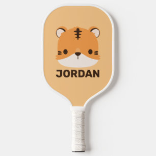 Cute Tiger with Personalised Name Pickleball Paddle