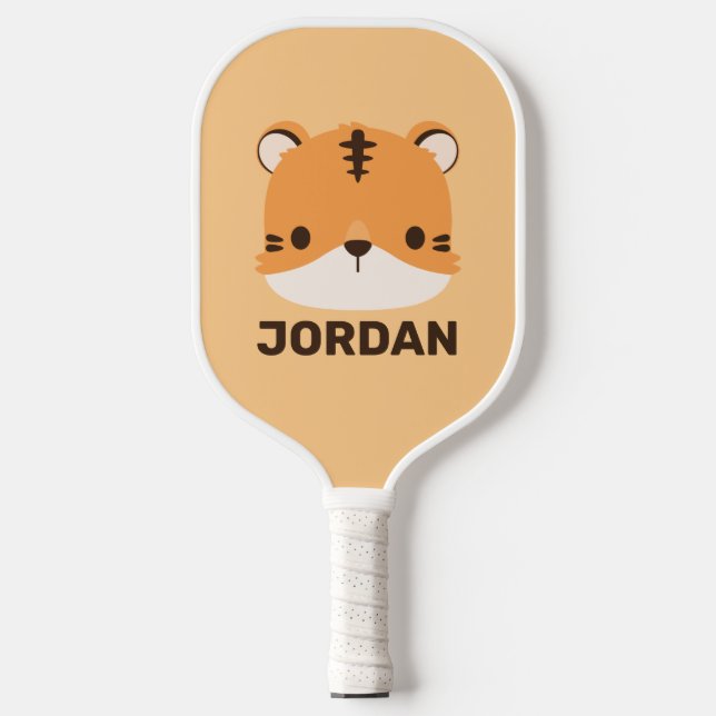 Cute Tiger with Personalised Name Pickleball Paddle (Front)
