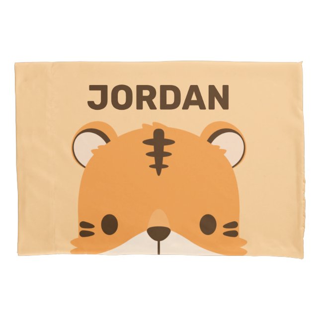 Cute Tiger with Personalised Name Pillowcase (Front)