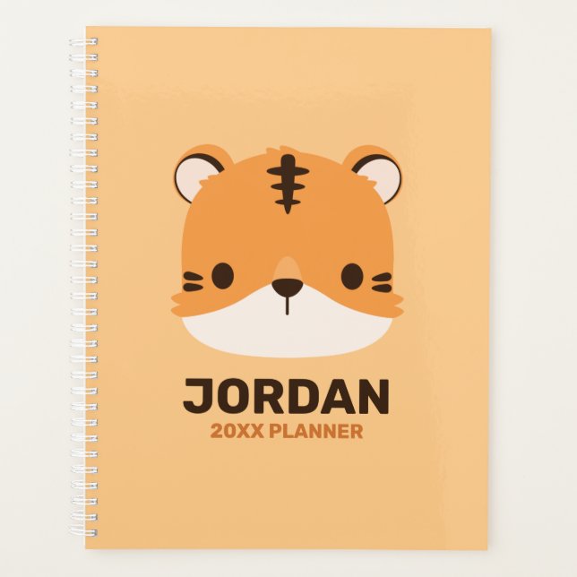 Cute Tiger with Personalised Name Planner (Front)