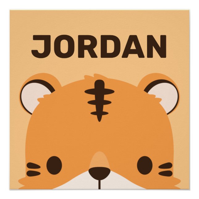 Cute Tiger with Personalised Name Poster (Front)