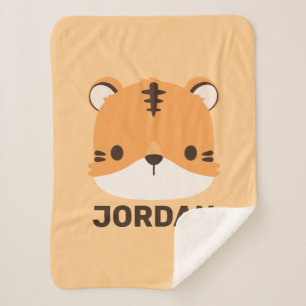 Cute Tiger with Personalised Name Sherpa Blanket