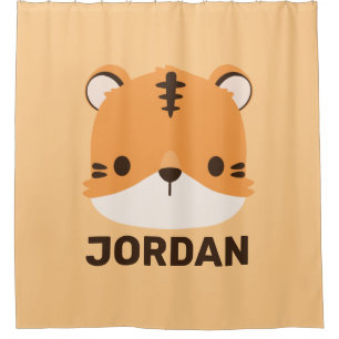 Cute Tiger with Personalised Name Shower Curtain