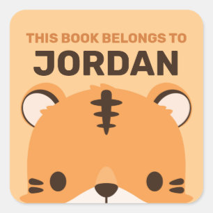 Cute Tiger with Personalised Name Square Sticker