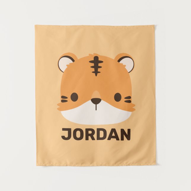 Cute Tiger with Personalised Name Tapestry (Front)
