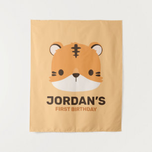 Cute Tiger with Personalised Name Tapestry