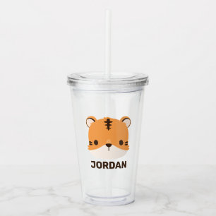 Cute Tiger with Personalized Name Acrylic Tumbler
