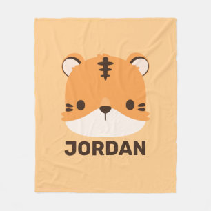 Cute Tiger with Personalized Name Fleece Blanket