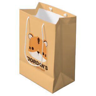 Cute Tiger with Personalized Name Medium Gift Bag