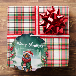 Cute tiger zoo Santa Xmas Holiday Party Family Kid Tree Decoration Card