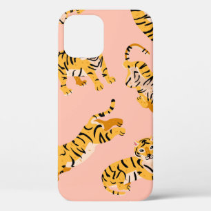 Cute tigers seamless pattern iPhone 12 case