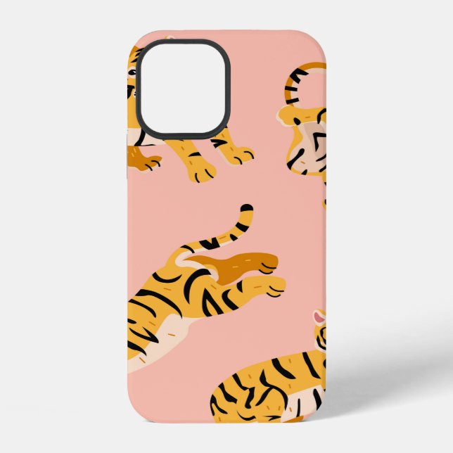 Cute tigers seamless pattern iPhone case (Back)