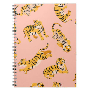 Cute tigers seamless pattern notebook