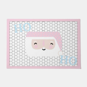 Cute Tile Design Pink Christmas Doormat