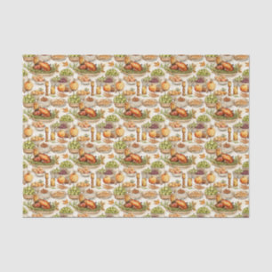Cute tile Thanksgiving turkey pattern tiled  Tissue Paper