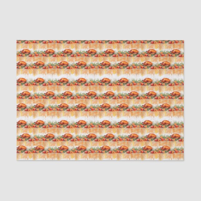 Cute tile Thanksgiving turkey pattern tiled  Tissue Paper (Front)
