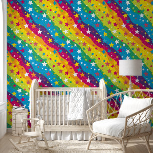 Cute tiled abstract rainbow pattern wallpaper