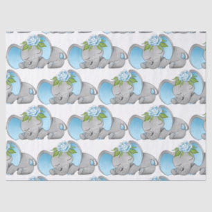 Cute tiled baby boy elephant party tissue tissue paper