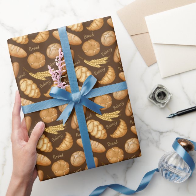 cute tiled bakery bread pattern wrapping paper (Gifting)