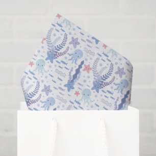 cute tiled beach party octopus  tissue paper