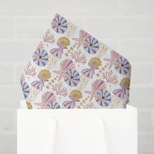 cute tiled beach seashell pattern tissue paper