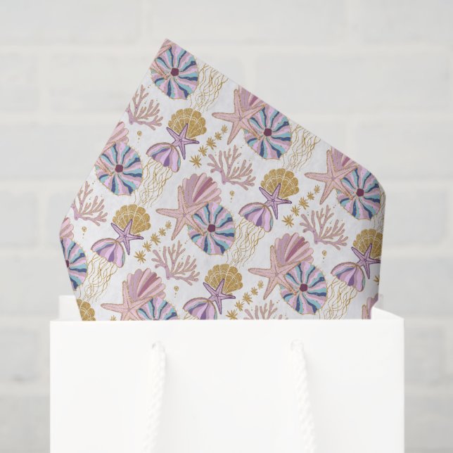 cute tiled beach seashell pattern  tissue paper (Gift Bag)