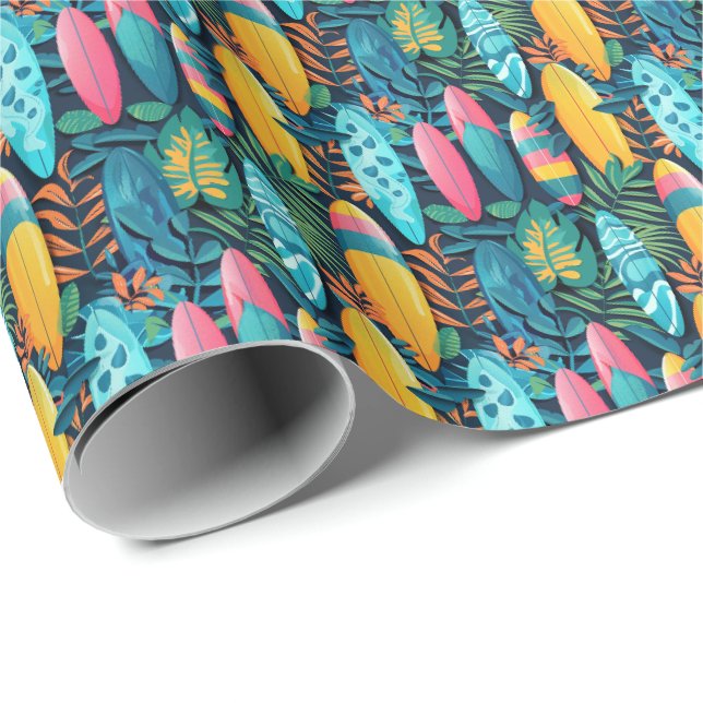 Cute tiled beach surfboards  wrapping paper (Roll Corner)
