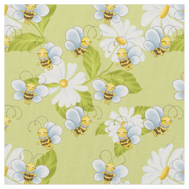 cute tiled bee pattern Fabric (Close Up)