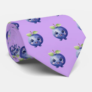 cute tiled cartoon blueberry fruit tie