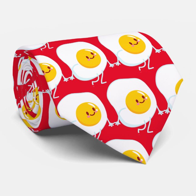 Cute tiled cartoon egg pattern tie (Rolled)