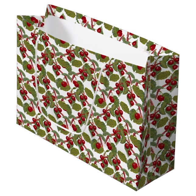 Cute tiled cherry baby shower  large gift bag (Front Angled)