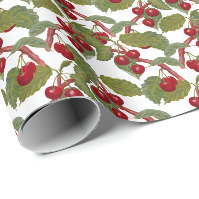 Cute tiled cherry baby shower  wrapping paper (Roll Corner)