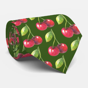 Cute tiled cherry pattern fruit tie