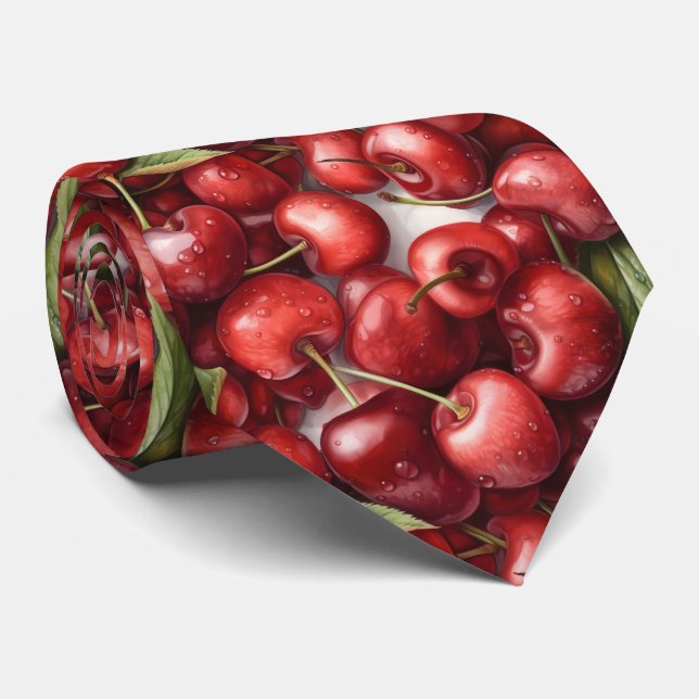 Cute tiled cherry pattern fruit  tie (Rolled)