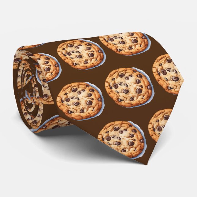 Cute tiled chocolate chip cookie pattern tie (Rolled)