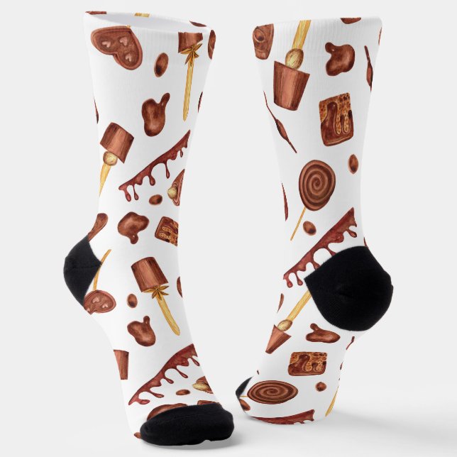 cute tiled chocolate lovers socks (Angled)