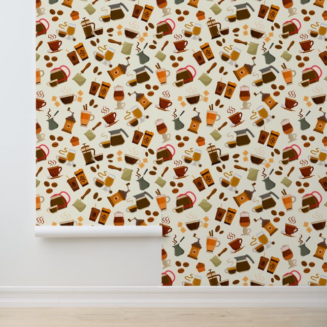 Cute tiled coffee pattern wallpaper (Application)