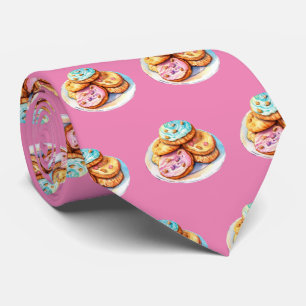 Cute tiled cookie pattern bakery tie